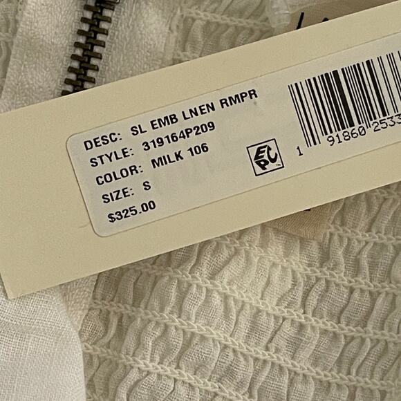 NEW La Vie Rebecca Taylor White Linen Short Playsuit Romper - Picture 7 of 11